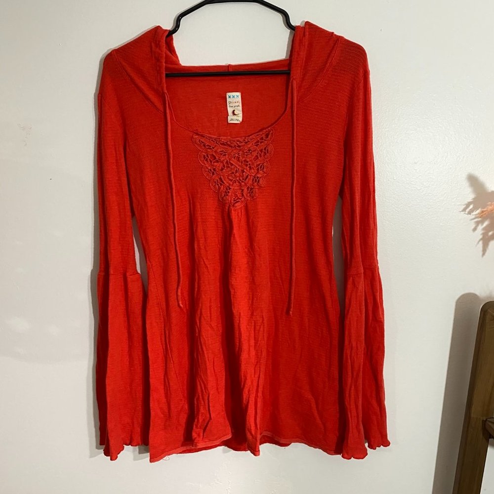 Vintage Free People Intimate lace&bell sleeve top